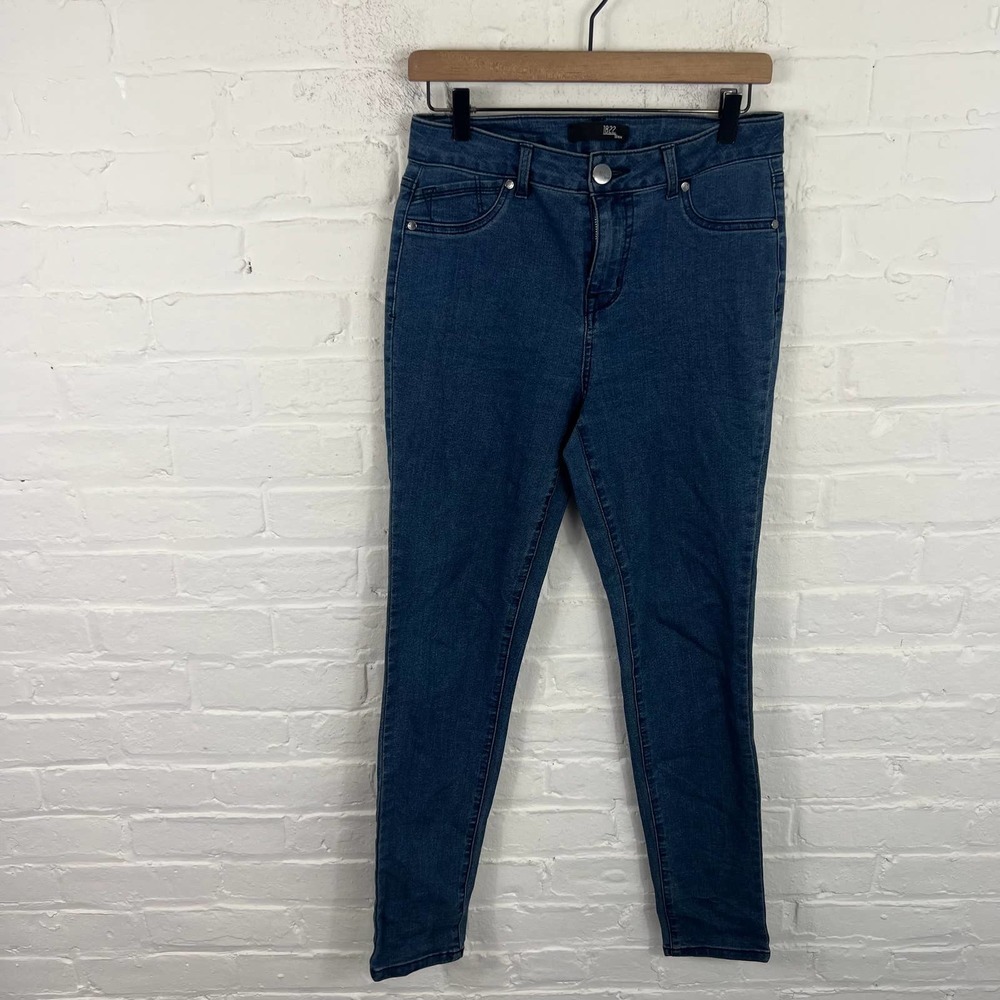 COPY - 1822 Denim Women's Flat Front High Rise Skinny Straight Leg Jeans Blue S…
